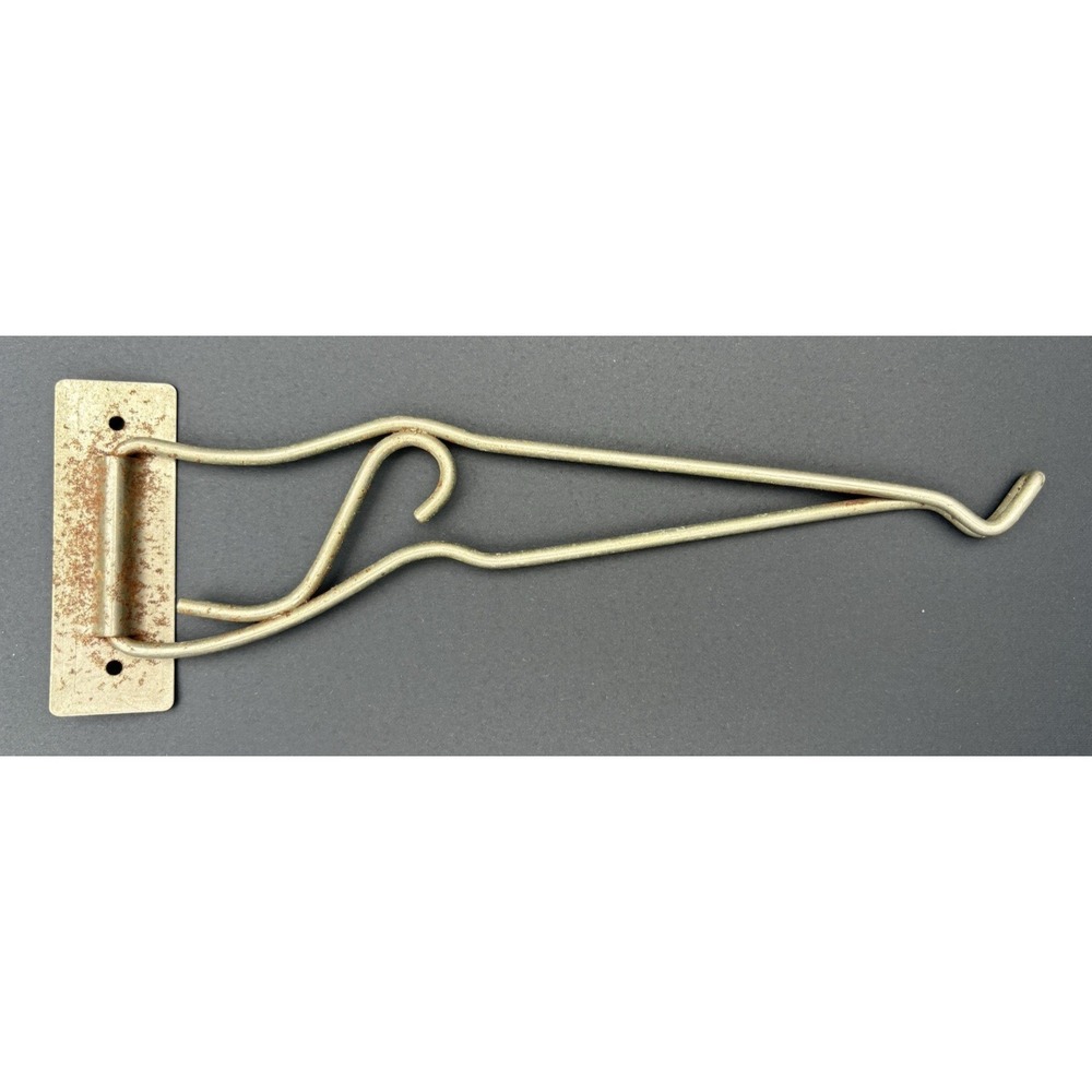 Vintage wall mount wire swivel hanging plant bird feeder bracket hook rusty